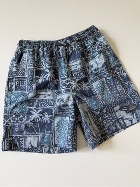 AFTCO Boys Navy Tropical Print Swim Shorts